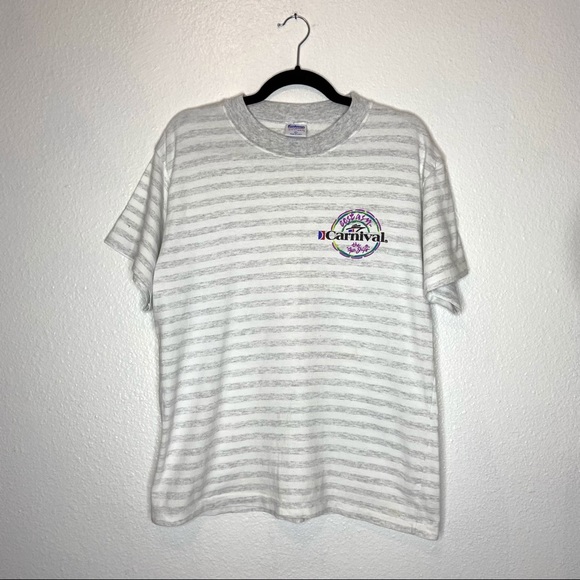 Vintage Other - Vintage Single Stitch Gray Striped Carnival Cruise Ships T-shirt Tee Shirt